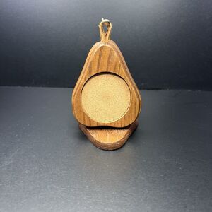 Wooden Pear Avocado Hanging Coasters With Stand Vintage Retro Cute